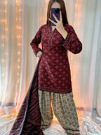 Zarqaa Pret Farshi Shalwar 3 Piece Dhaga Pret