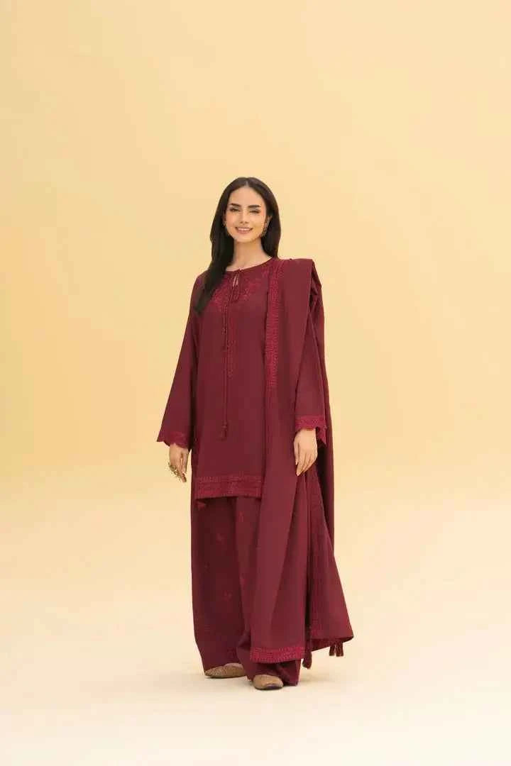Maroon Rose Blossom 3 Piece