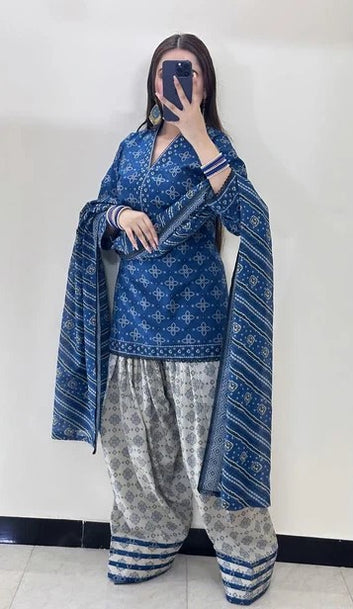 Zarqaa Blue Pret (Farshi Shalwar) Digital 3PCs