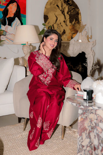 Zarqash Ruby 2PC Embroidered